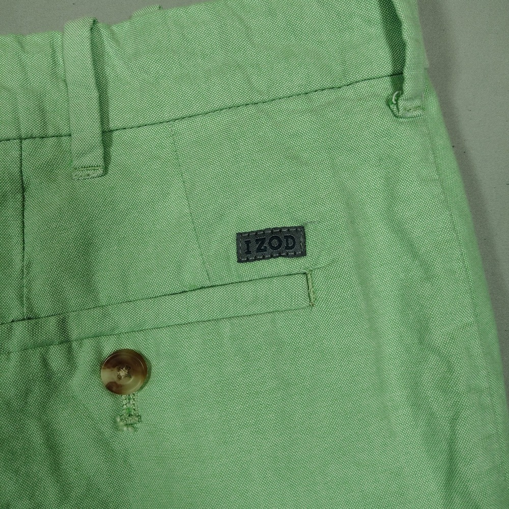 IZOD Shorts Mens 32 Green Flat Front Solid Cotton 45SH126317 - Picture 6 of 12